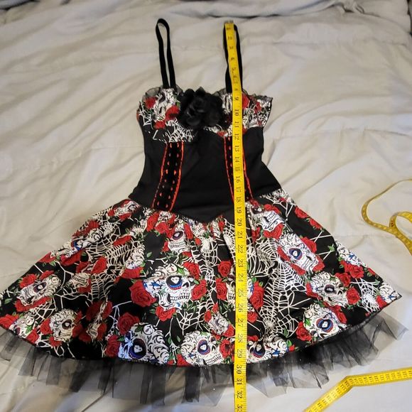 NWT Lip Service/Hot Topic Sm Day Of The Dead Skull Dress - Picture 6 of 6